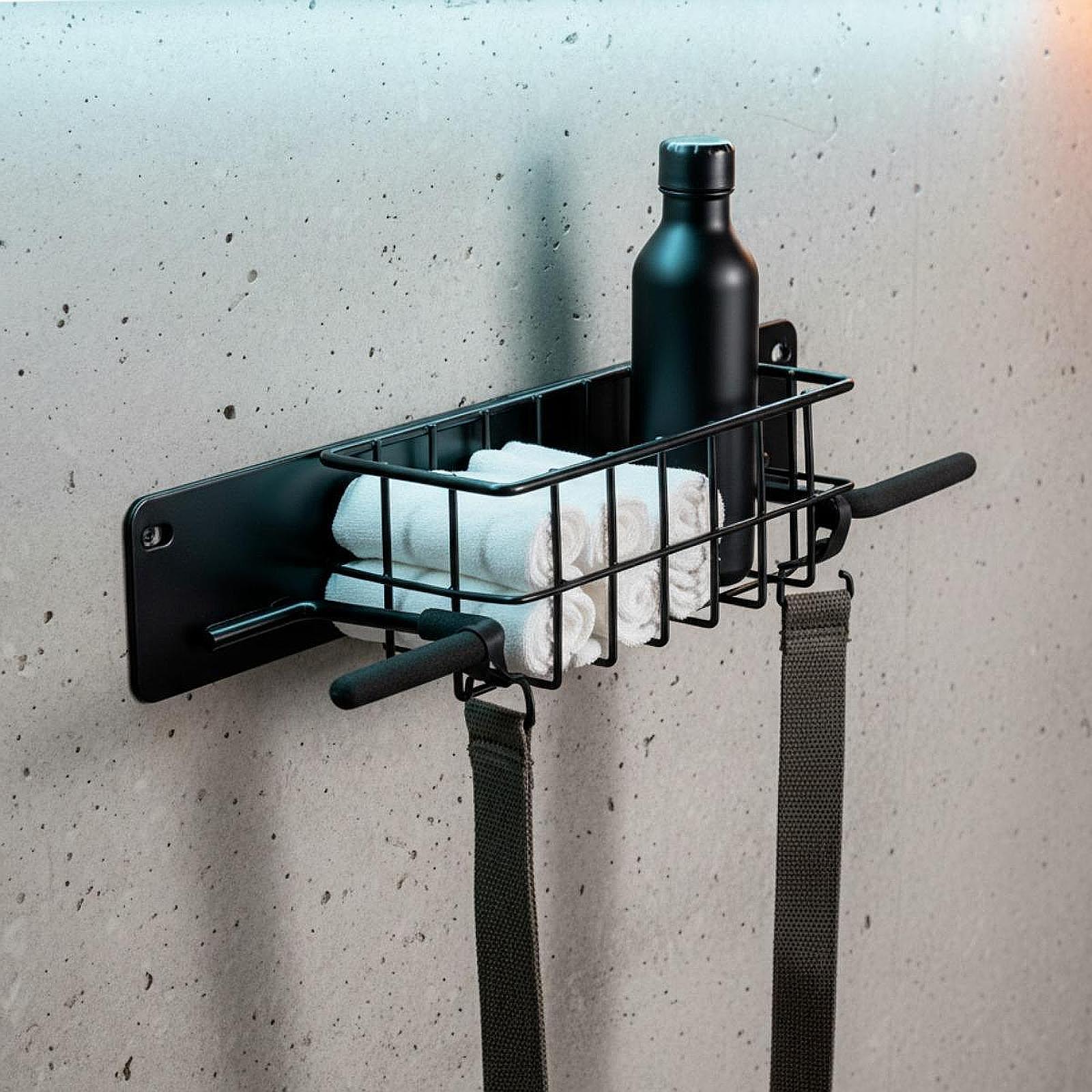 Golf Equipment Garage Organizer - 壁掛け式ゴルフ用品ホルダー、金属製収納ラック、バスケット付き、省スペースオーガナイザー、バッグ、ボール、グローブ、帽子、ガレージ用