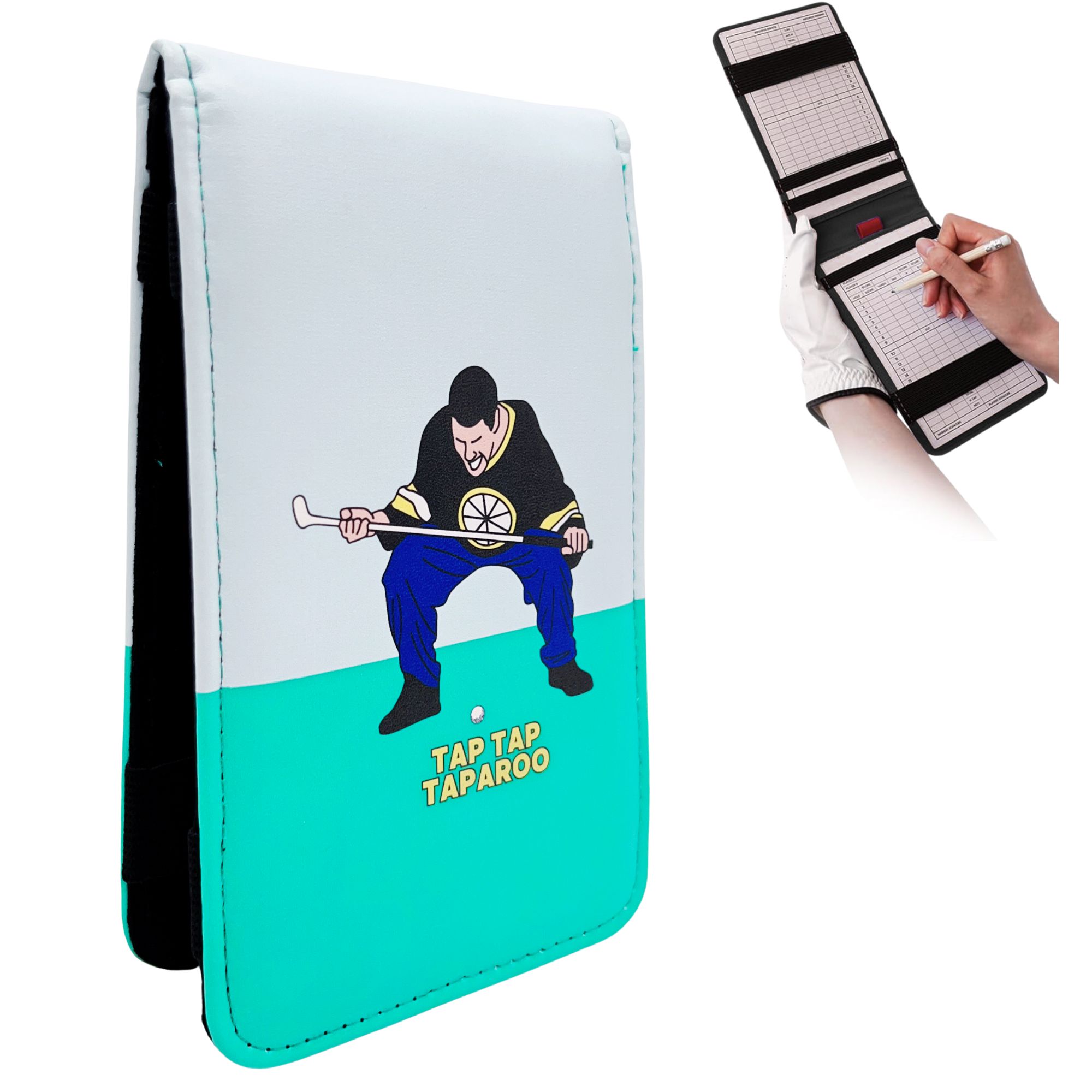 Golf Scorecard Holder - ゴルフスコアカード・ヤーデージブックホルダーカバー（TAP TAPAROO Happy Gilmoreデザイン、高品質PUレザー製）