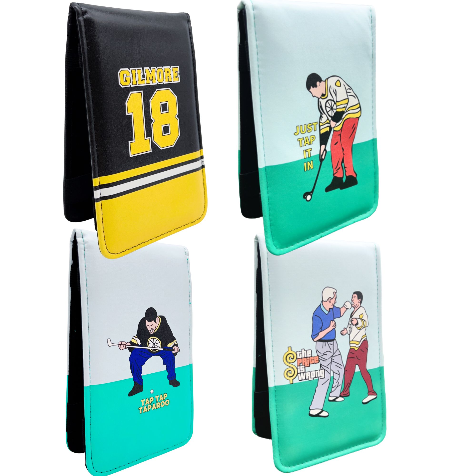 Golf Scorecard Holder - ゴルフスコアカード・ヤーデージブックホルダーカバー ハッピーギルモア18デザイン 高品質PUレザー ゴルフスコアカードホルダー 4.5×7インチ