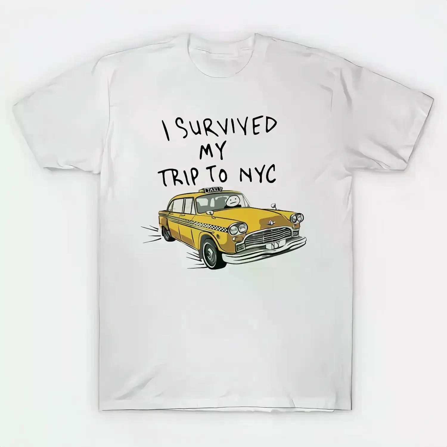 Golf Equipment Sales - 100%オーバーサイズのスローガンプリントTシャツ、「I Survived My Trip To NYC」のグラフィックが描かれた柔らかなコットン製半袖トップス、ユニセックスラウンドネックカジュアルウェア、クラシック、ストリートウェア、レギュラースリーブ、メンズウェア、男性と女性向けのゴルフギフトTシャツ。