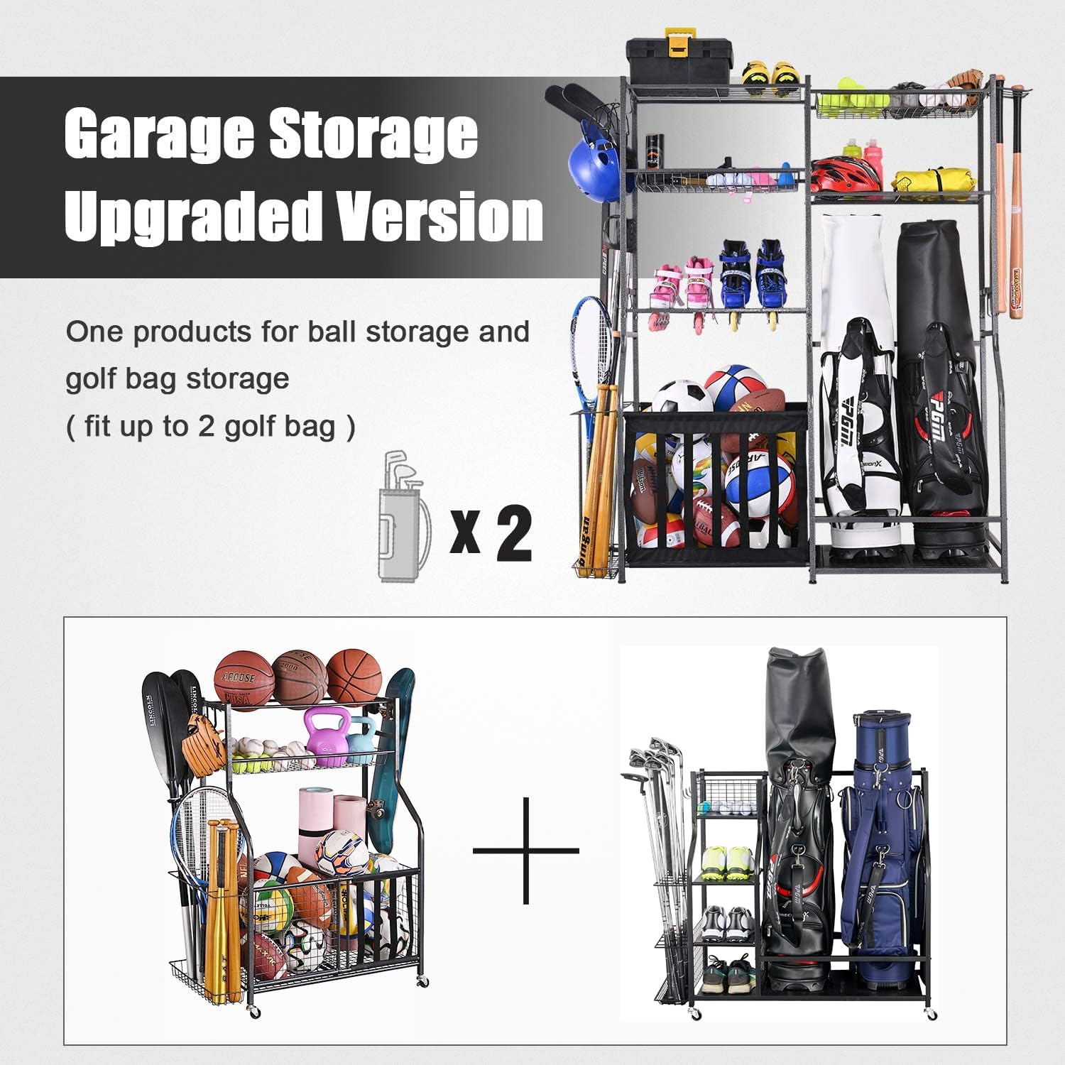 ガレージスポーツ用品収納スタンド、ゴルフバッグオーガナイザー - Golf Equipment Garage Organizer のレビューと価格