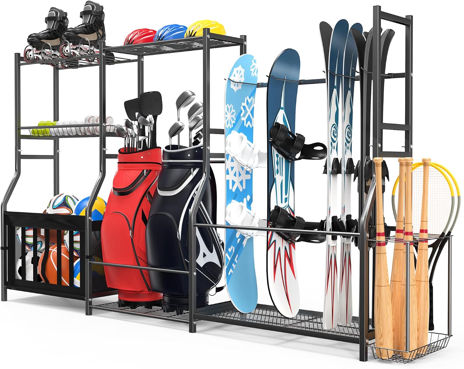 スポーツ用品オーガナイザー ゴルフバッグスタンド、自立型スキ - Golf Equipment Garage Organizer のレビューと価格