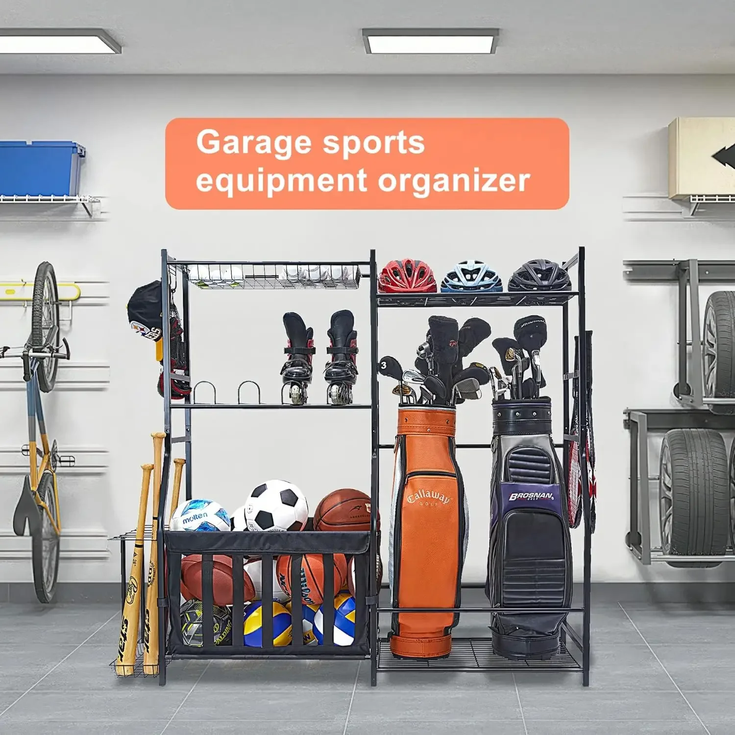 ガレージスポーツ用品オーガナイザー ゴルフバッグスタンド ボ - Golf Equipment Garage Organizer のレビューと価格