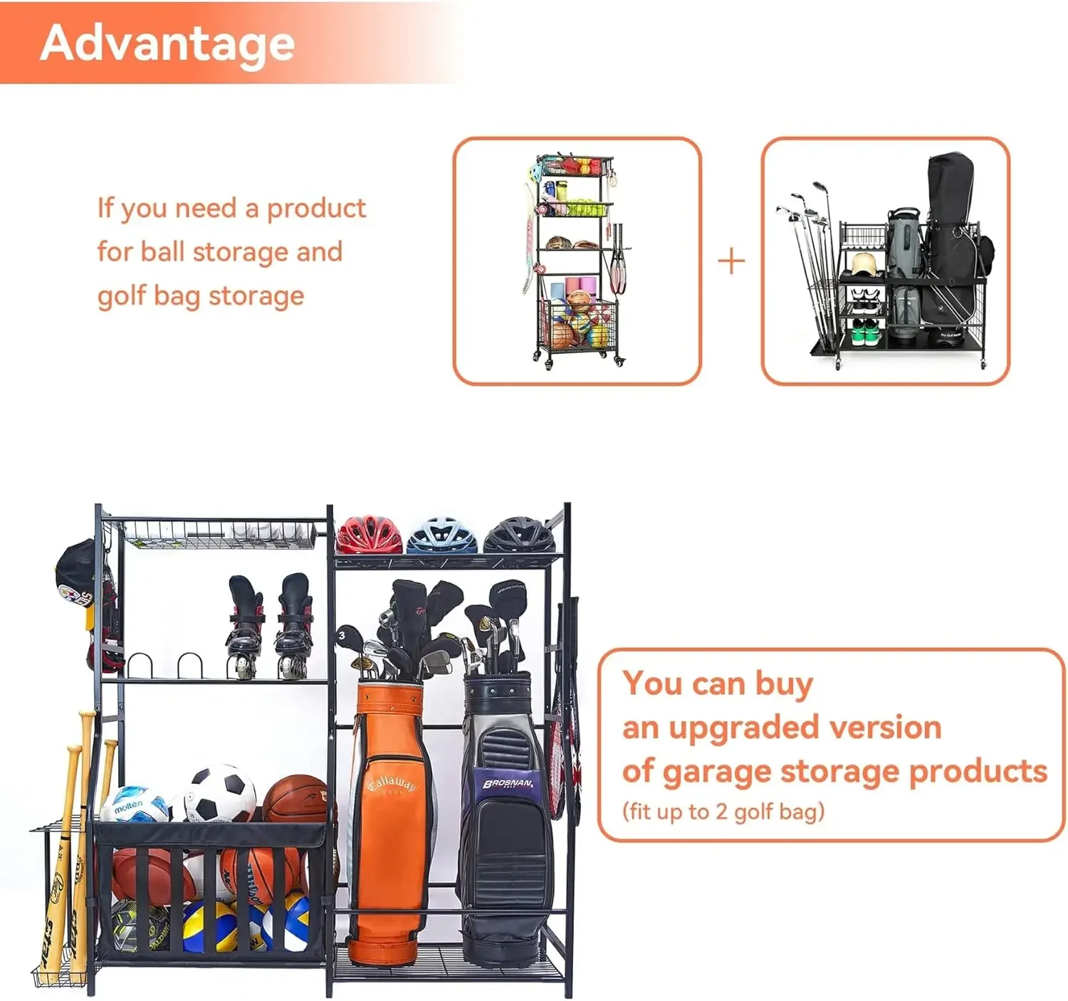 ガレージスポーツ用品オーガナイザー ゴルフバッグスタンド ボ - Golf Equipment Garage Organizer のレビューと価格