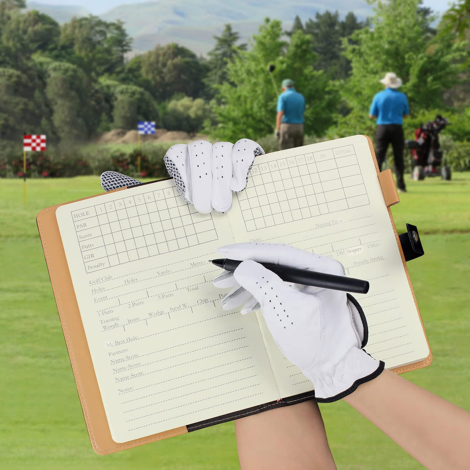 ブラックレザーゴルフスコアカードホルダー スコアノートブック - Golf Scorecard Holder のレビューと価格